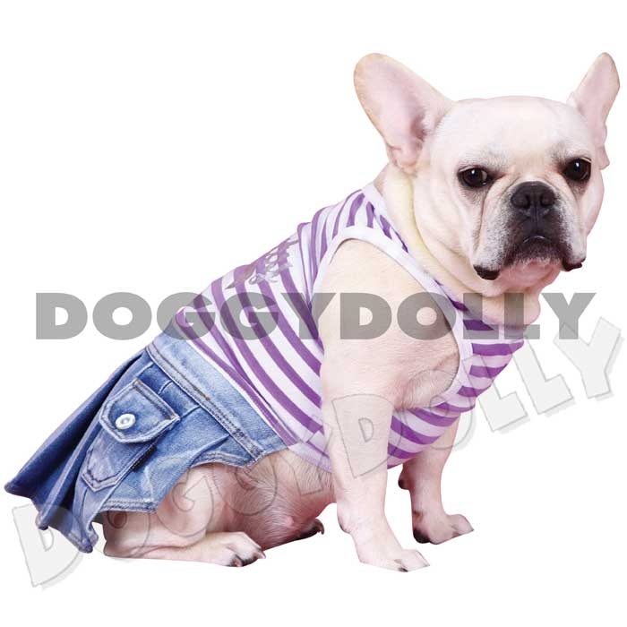 Bully Jeanskleid für Mops und Bulldogge Beauty lila