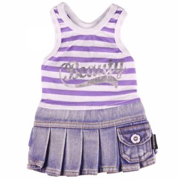 Doggydolly Hunde-Jeanskleid Beauty lila/weiÃ