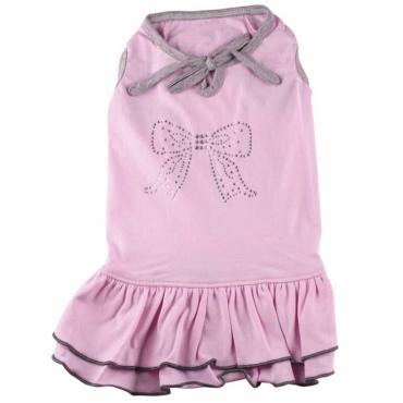 Doggydolly Hundekleid Teeny Strass-Schleifchen rosa