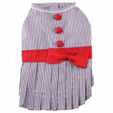 Doggydolly Hundekleid blau-weiÃ, rote KnÃ¶pfe