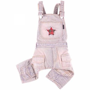 Doggydolly Hunde-Latzhose Streifenjeans Stern