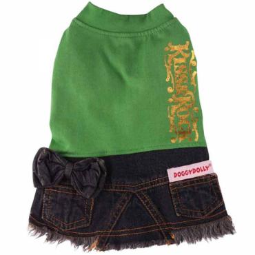 Doggydolly Hunde-Jeanskleid Kiss & Rock grÃ¼n