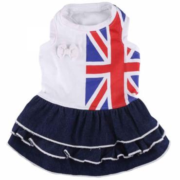 Doggydolly Hunde-Jeanskleid Union Flag weiÃ