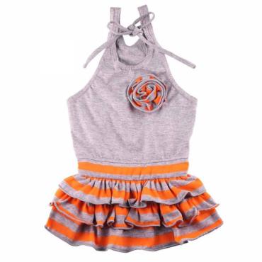 Doggydolly Hunde-Tanktopkleid mit Rose orange-grau