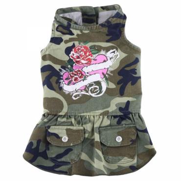 Doggydolly Hundekleid Rose Camouflage grÃ¼n