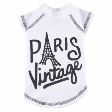 Hundeshirt Paris Vintage weiß