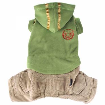 Doggydolly Cord Hundekombi Tiger Fleece grÃ¼n