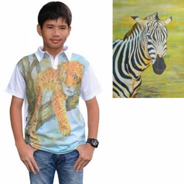 Herren Polo-Shirt weiß Zebra