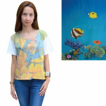 Damen-Shirt weiß mit Fischen