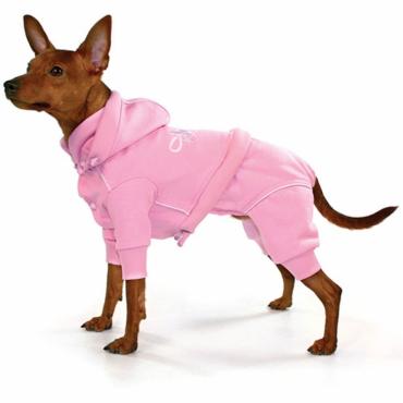 Hundeanzug mit Kapuze rosa, XS