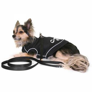 Hundesoftgeschirr mit Leine schwarz mit Reflektorstreifen XS
