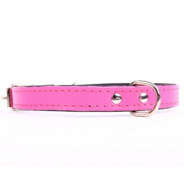 Hundehalsband Leder basic pink-schwarz 25x1,2