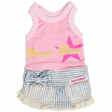 Doggydolly Hundejeanskleid Super Star Girl