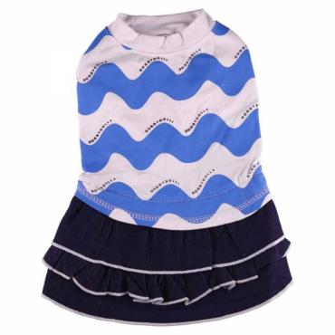 Doggydolly Jeans Hundekleid Wellen blau-weiÃ