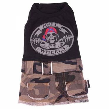 Doggydolly Camouflage Hundekleid Hell on wheels schwarz