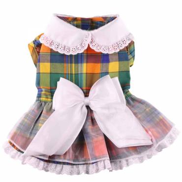 Doggydolly Hundekleid Karo mit Schleife grÃ¼n
